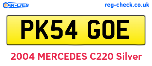 PK54GOE are the vehicle registration plates.