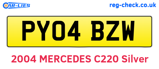 PY04BZW are the vehicle registration plates.