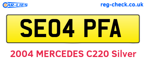 SE04PFA are the vehicle registration plates.