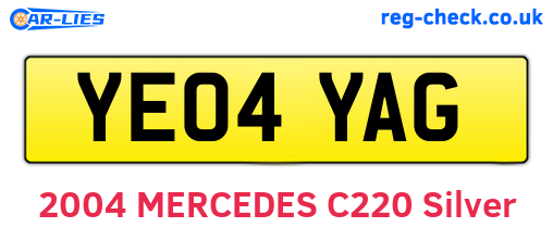 YE04YAG are the vehicle registration plates.