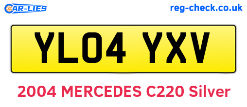 YL04YXV are the vehicle registration plates.