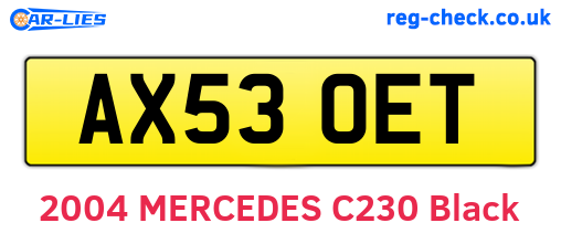 AX53OET are the vehicle registration plates.