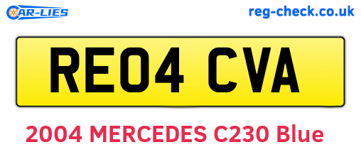 RE04CVA are the vehicle registration plates.