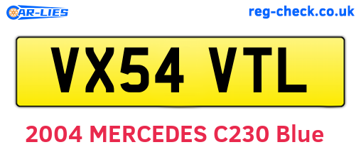 VX54VTL are the vehicle registration plates.