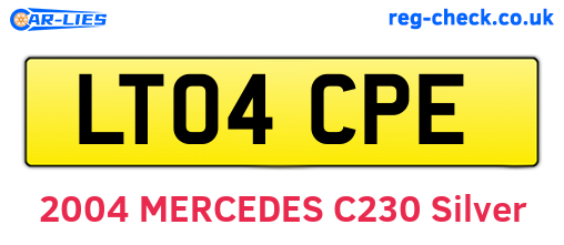 LT04CPE are the vehicle registration plates.