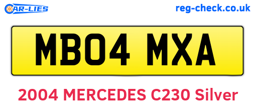 MB04MXA are the vehicle registration plates.