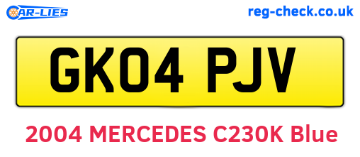 GK04PJV are the vehicle registration plates.