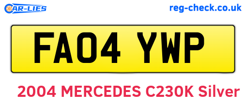 FA04YWP are the vehicle registration plates.