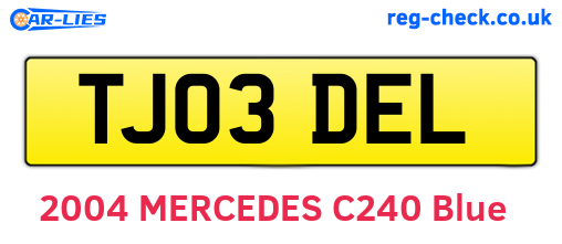TJ03DEL are the vehicle registration plates.