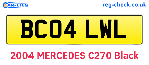BC04LWL are the vehicle registration plates.