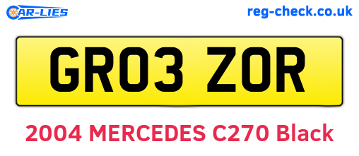 GR03ZOR are the vehicle registration plates.