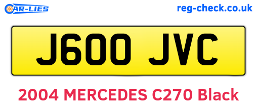 J600JVC are the vehicle registration plates.