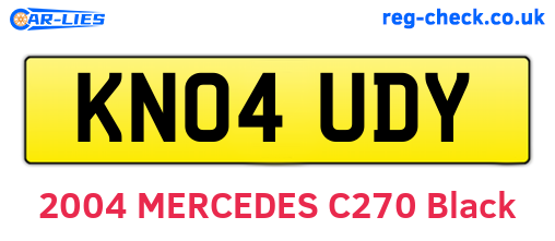 KN04UDY are the vehicle registration plates.