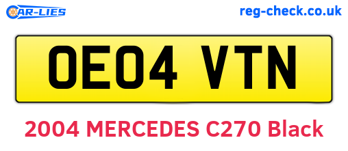 OE04VTN are the vehicle registration plates.