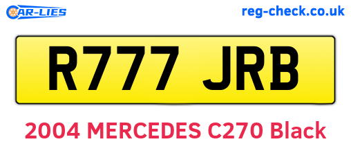 R777JRB are the vehicle registration plates.