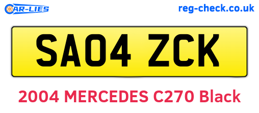 SA04ZCK are the vehicle registration plates.
