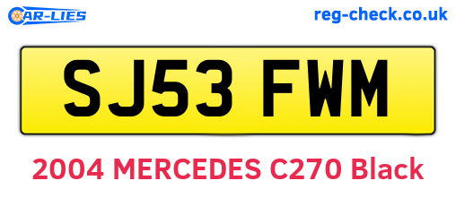 SJ53FWM are the vehicle registration plates.