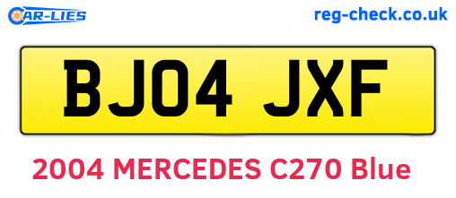 BJ04JXF are the vehicle registration plates.