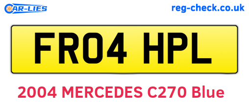 FR04HPL are the vehicle registration plates.