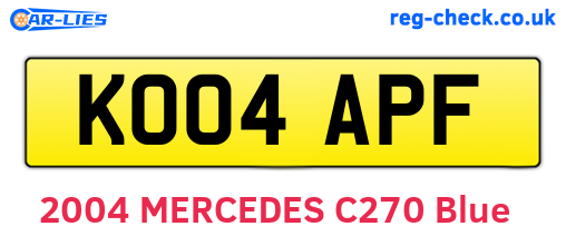 KO04APF are the vehicle registration plates.