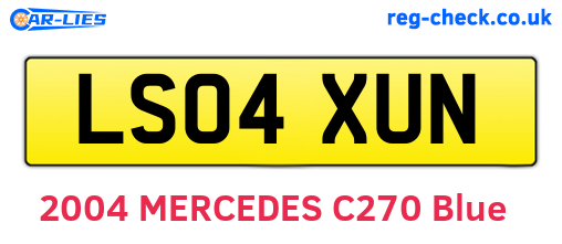 LS04XUN are the vehicle registration plates.
