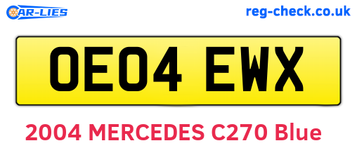 OE04EWX are the vehicle registration plates.