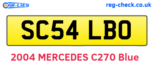 SC54LBO are the vehicle registration plates.