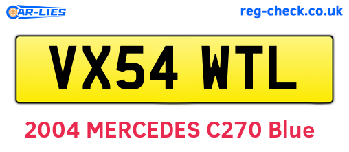 VX54WTL are the vehicle registration plates.