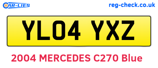 YL04YXZ are the vehicle registration plates.