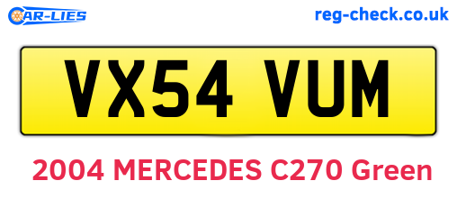 VX54VUM are the vehicle registration plates.