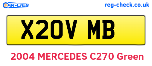 X20VMB are the vehicle registration plates.