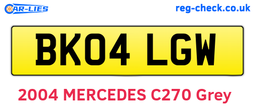 BK04LGW are the vehicle registration plates.