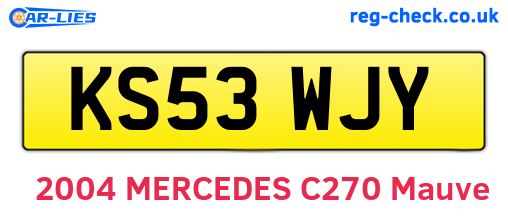 KS53WJY are the vehicle registration plates.