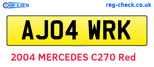 AJ04WRK are the vehicle registration plates.