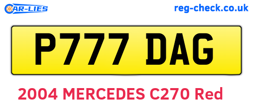 P777DAG are the vehicle registration plates.