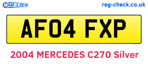 AF04FXP are the vehicle registration plates.