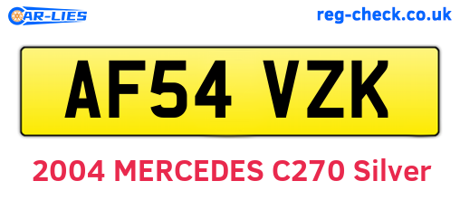 AF54VZK are the vehicle registration plates.