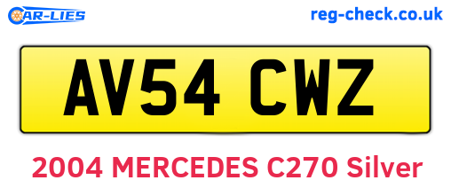 AV54CWZ are the vehicle registration plates.