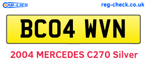 BC04WVN are the vehicle registration plates.