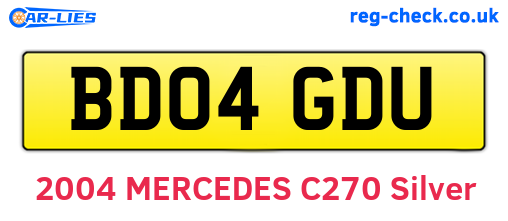 BD04GDU are the vehicle registration plates.