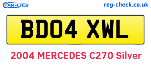 BD04XWL are the vehicle registration plates.