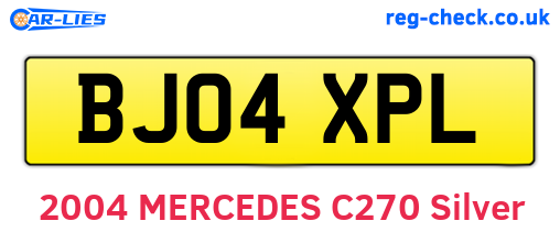 BJ04XPL are the vehicle registration plates.