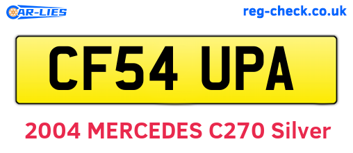 CF54UPA are the vehicle registration plates.