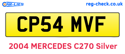 CP54MVF are the vehicle registration plates.