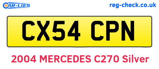 CX54CPN are the vehicle registration plates.