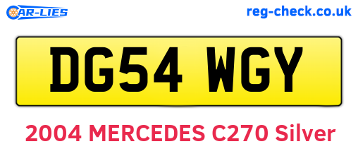 DG54WGY are the vehicle registration plates.