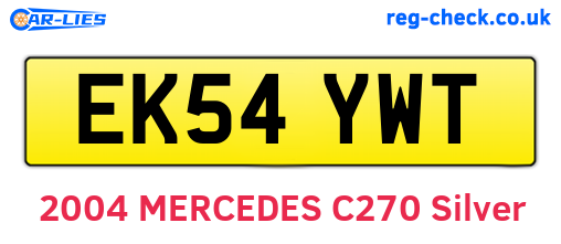 EK54YWT are the vehicle registration plates.