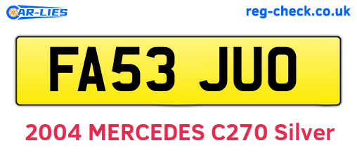 FA53JUO are the vehicle registration plates.