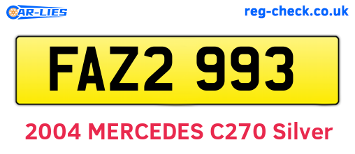 FAZ2993 are the vehicle registration plates.
