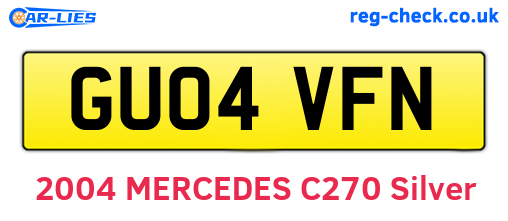 GU04VFN are the vehicle registration plates.